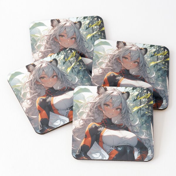 Item preview, Cute monster tiger anime girl portrait in lake art designed and sold by TheArtistOf2022.