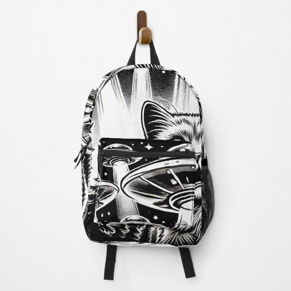 Item preview, Cat Selfie with UFOs - Black and White Alien Encounter Funny Cat Lover designed and sold by XxJasonMichaelx.
