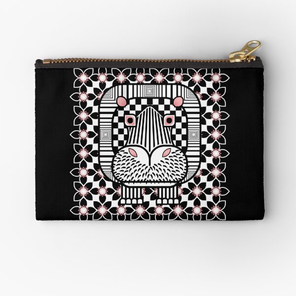 Item preview, Hipopótamo cuadrado con flores - Blanco y negro designed and sold by Hippopottermiss.