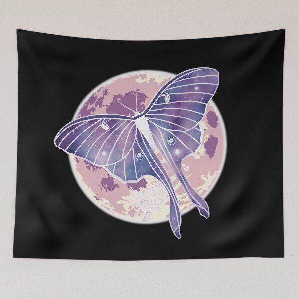 Item preview, Galaxy Luna Moth Flying Under Full Moon   designed and sold by skye-studio.