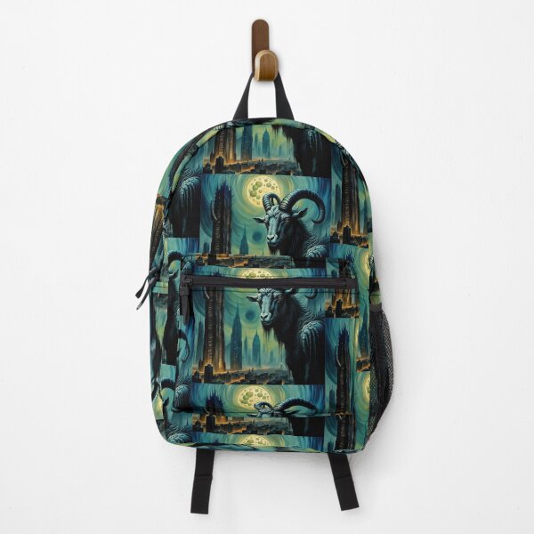 Item preview, Dark Goat with Moon and Futuristic Building designed and sold by koreatvtea.