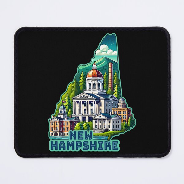 Item preview, New Hampshire State Map USA Skyline and Landmarks Illustration- travel souvenir art designed and sold by Unitepeople.