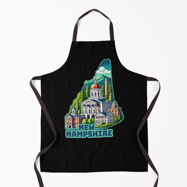 Item preview, New Hampshire State Map USA Skyline and Landmarks Illustration- travel souvenir art designed and sold by Unitepeople.