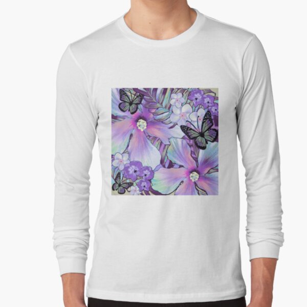 Orchid Hibiscus Tropical Long Sleeve T-Shirt