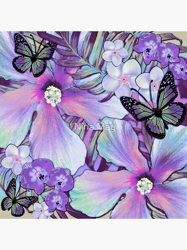 Thumbnail 3 of 3, Sticker, Orchid Hibiscus Tropical designed and sold by ninabmay.