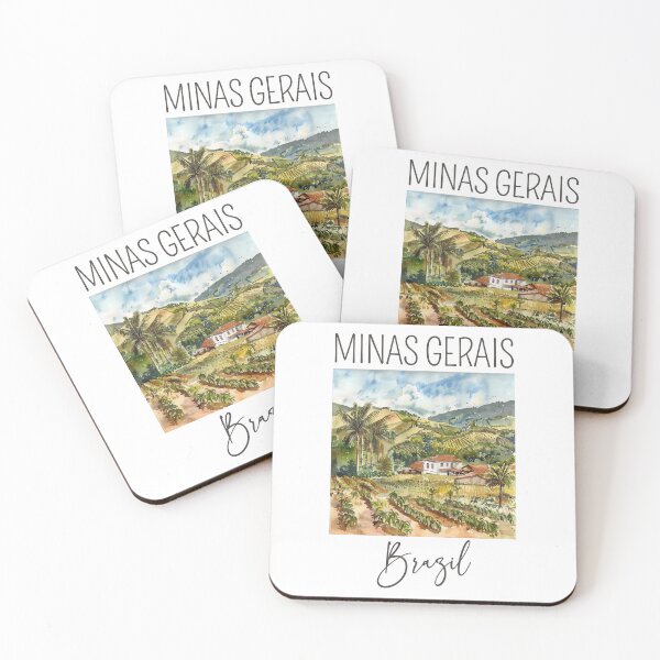 Item preview, A Watercolor Design of a coffee plantation in Minas Gerais - Brazil  designed and sold by Sketch-Shack.