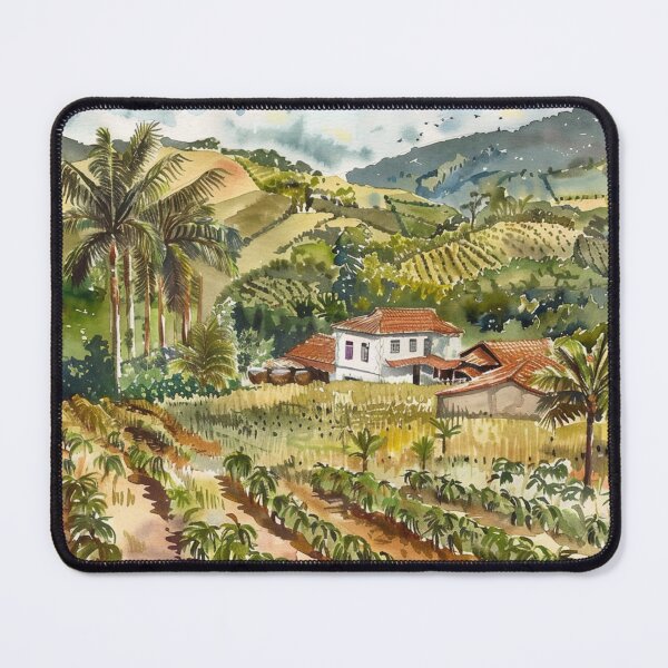 Item preview, A Watercolor Design of a coffee plantation in Minas Gerais - Brazil designed and sold by Sketch-Shack.
