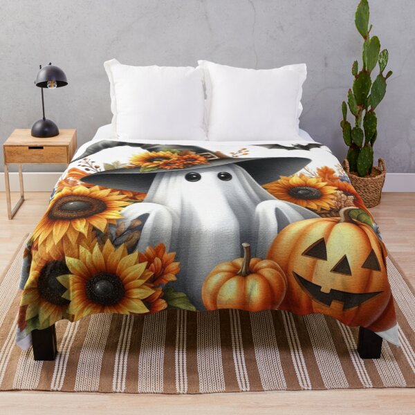 Item preview, Ghost ,Pumpkin,Fall,Halloween,Sunflowers designed and sold by deniz kaya.