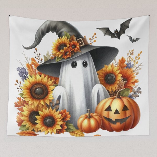 Item preview, Ghost ,Pumpkin,Fall,Halloween,Sunflowers designed and sold by deniz kaya.