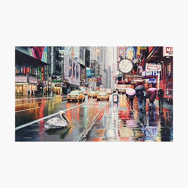 "Detour" Pelican in New York Watercolor Photographic Print