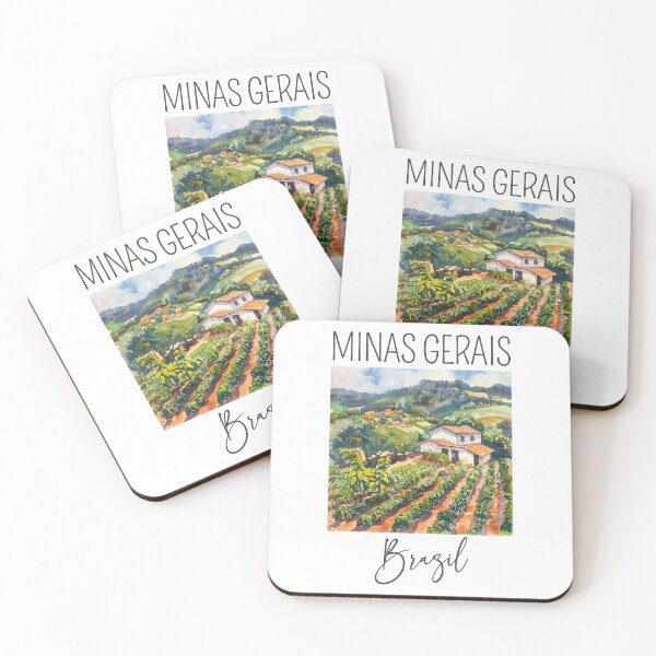 Item preview, A Watercolor Design of a coffee plantation in Minas Gerais - Brazil  designed and sold by Sketch-Shack.