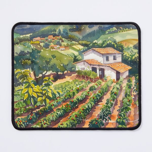 Item preview, A Watercolor Design of a coffee plantation in Minas Gerais - Brazil designed and sold by Sketch-Shack.