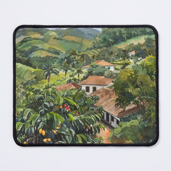 Item preview, A Watercolor Design of a coffee plantation in Minas Gerais - Brazil designed and sold by Sketch-Shack.