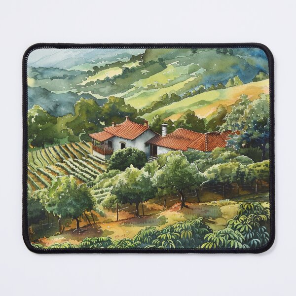 Item preview, A Watercolor Design of a coffee plantation in Minas Gerais - Brazil designed and sold by Sketch-Shack.
