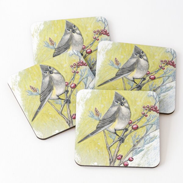 Item preview, Tufted Titmouse with Winter Berries designed and sold by Alter-Art.
