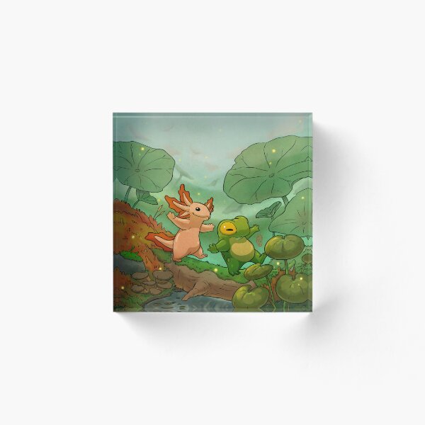 Item preview, Frog Axolotl Amphibian Friends Poster magical asian style artwork designed and sold by DingHuArt.