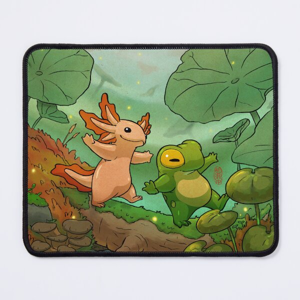 Item preview, Frog Axolotl Amphibian Friends Poster magical asian style artwork designed and sold by DingHuArt.