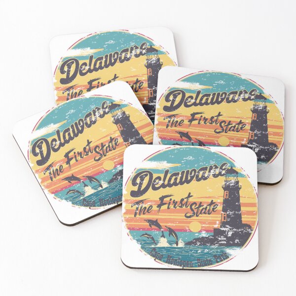 Item preview, Delaware Vintage T-Shirt - The First State Retro Design - Cape Henlopen Lighthouse at Sunset - Dolphins Graphic Tee designed and sold by ReFreshU Shop Designs.