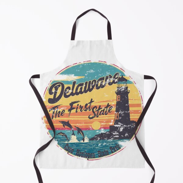 Item preview, Delaware Vintage T-Shirt - The First State Retro Design - Cape Henlopen Lighthouse at Sunset - Dolphins Graphic Tee designed and sold by ReFreshU Shop Designs.