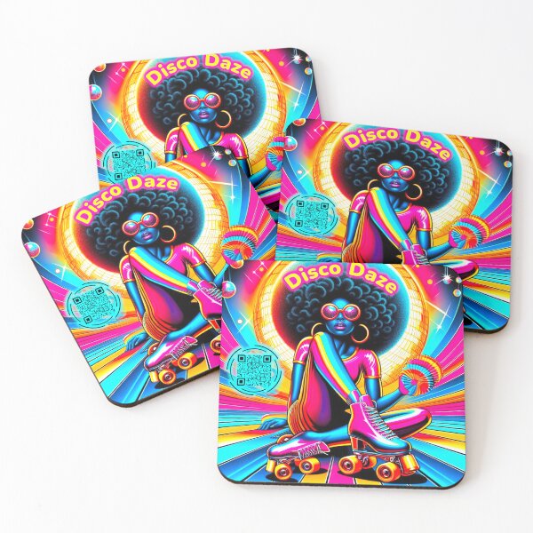 Item preview, Colorful Retro Disco Afro Roller Skater Interactive Musical & Movement QR code scannable Image  designed and sold by B-DIFF-e-RENT.