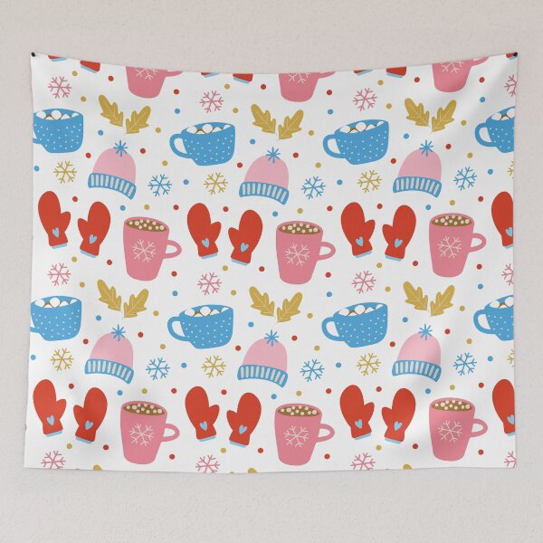 Item preview, Cozy Winter Pattern in Red, Pink and Blue designed and sold by trdstudio.