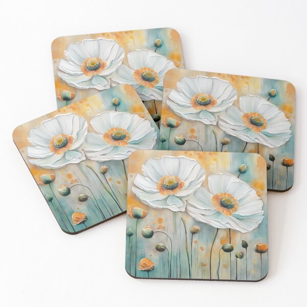 Item preview, White Poppy Flowers, Abstract Background designed and sold by Glimmersmith.