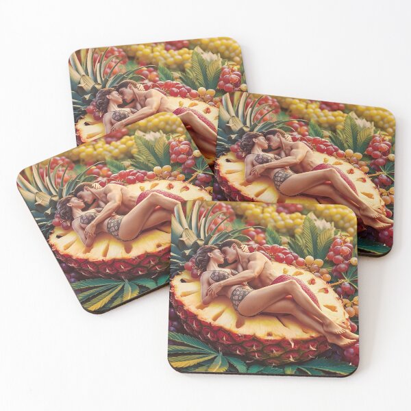 Item preview, Romantic Couple Embracing In A Sliced Pineapple designed and sold by JLEmporium.