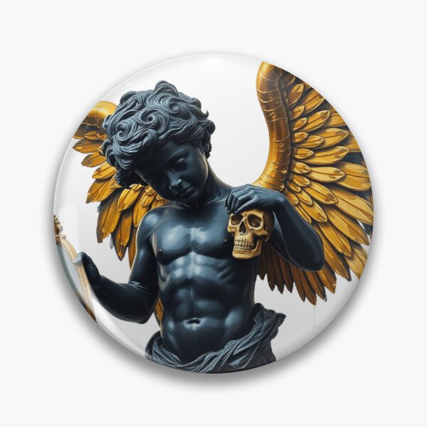 Item preview, Stunning Angel holding Skulls in black and gold designed and sold by TaliaShin.