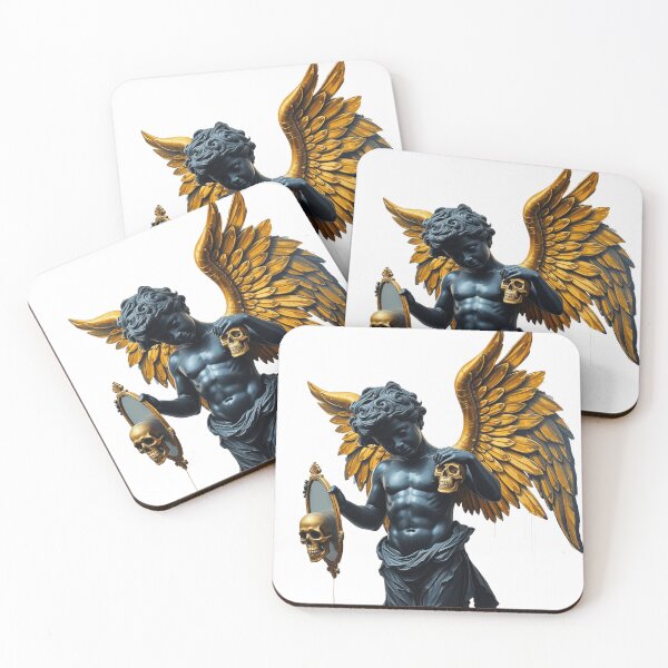 Item preview, Stunning Angel holding Skulls in black and gold designed and sold by TaliaShin.