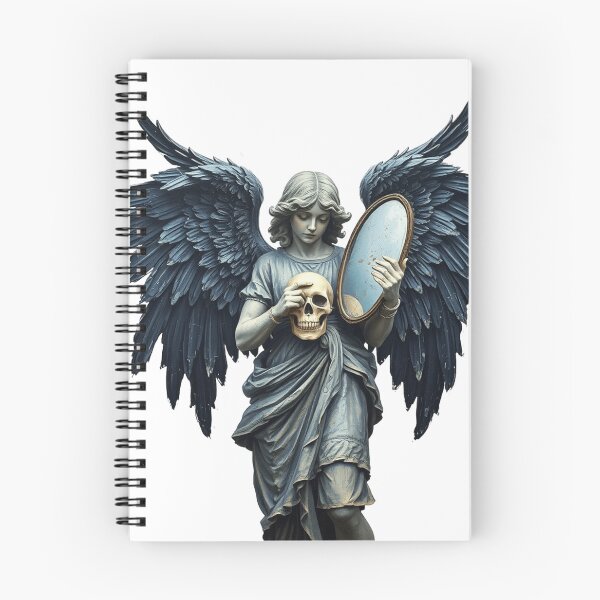 Item preview, Fallen angel holding mirror and a skull in Gothic punk style designed and sold by TaliaShin.