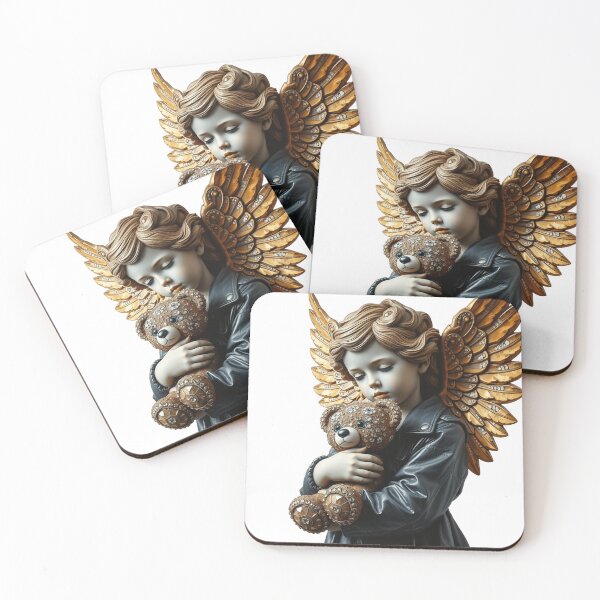 Item preview, Rock ‘n’ roll Angel girl with diamond Teddybear, luxury, black and gold designed and sold by TaliaShin.