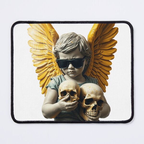 Item preview, Punk rock funny Angel design with Skulls, yellow wings designed and sold by TaliaShin.