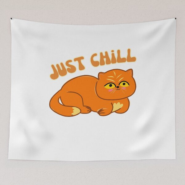 Item preview, Kawaii ginger Persian cat relaxing designed and sold by BritishDelights.