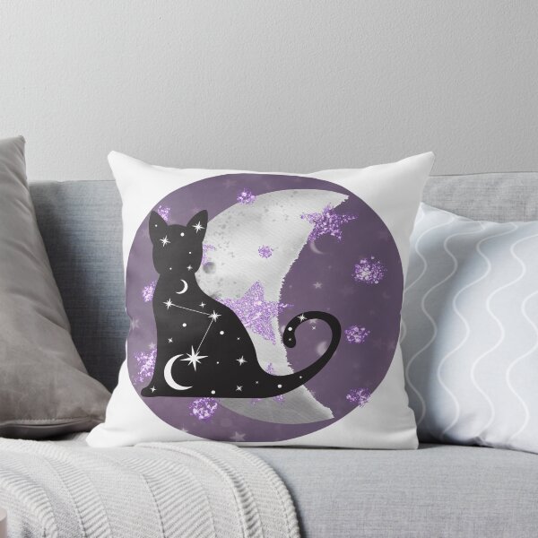 Item preview, Witchy Mystical Black Cat Kitty Crescent Moon and Stars designed and sold by WildWoodlandWitch.