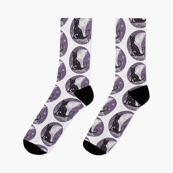 Item preview, Witchy Mystical Black Cat Kitty Crescent Moon and Stars designed and sold by WildWoodlandWitch.