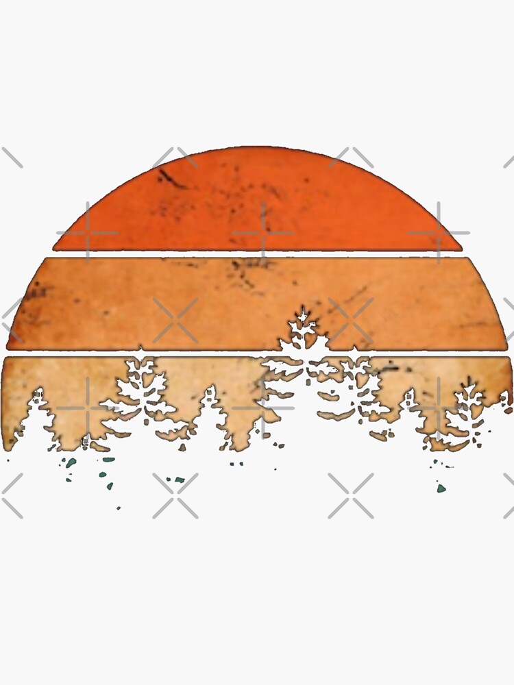 Thumbnail 3 of 3, Sticker, Sunset themed with pine trees designed and sold by Coollzone.
