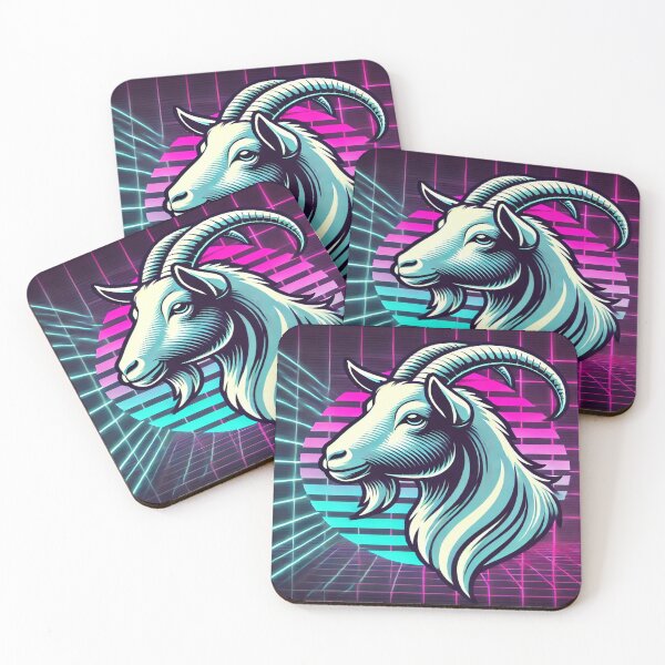 Item preview, Minimalist Goat with Neon 80s Grid designed and sold by Genady.