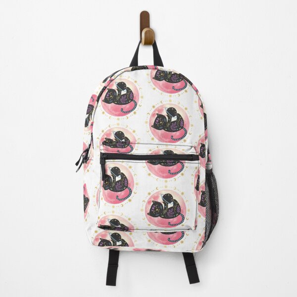 Item preview, Galactic Mystical Black Cat Kitty Pink Moon designed and sold by WildWoodlandWitch.