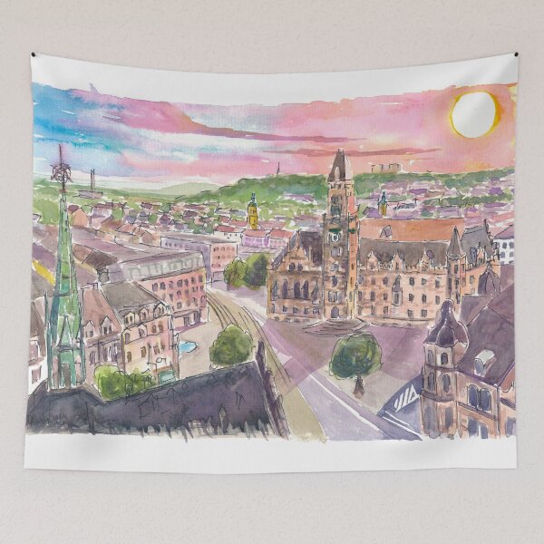 Item preview, Saarbrücken Germany Cityview of Old Town Hall at Sunset designed and sold by artshop77.