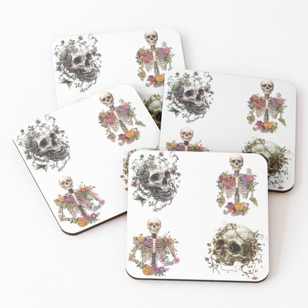 Item preview, Floral Skulls and Skeletons designed and sold by Croneandquill.