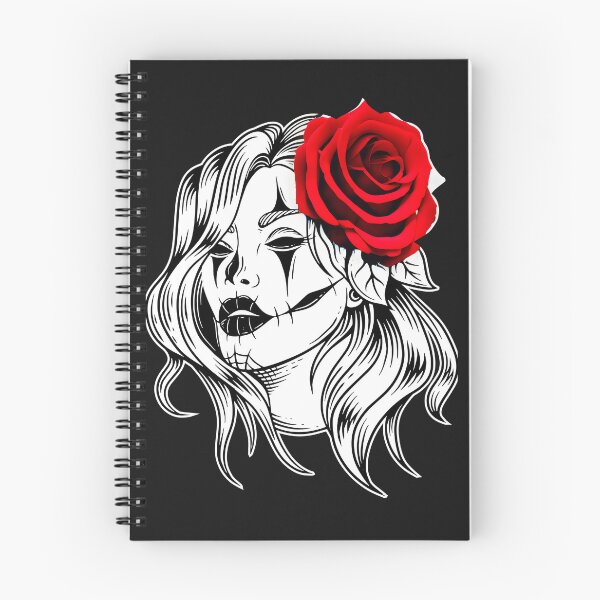 Item preview, Beautiful Clown Skull with Red Rose in her hair  designed and sold by DeadWicked.