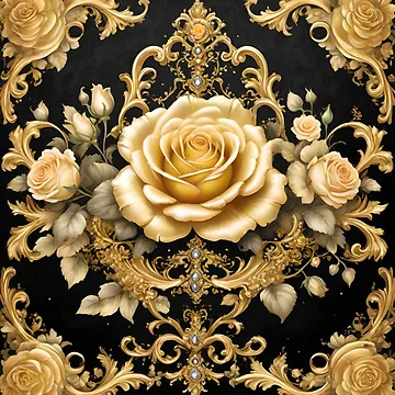 Artwork thumbnail, Jewels, Yellow Roses & Gold Rococo by DesignsByPrnces