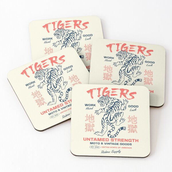 Item preview, Bengal Tiger Vintage Poster with Kanji Symbols  designed and sold by Mariana Piana.