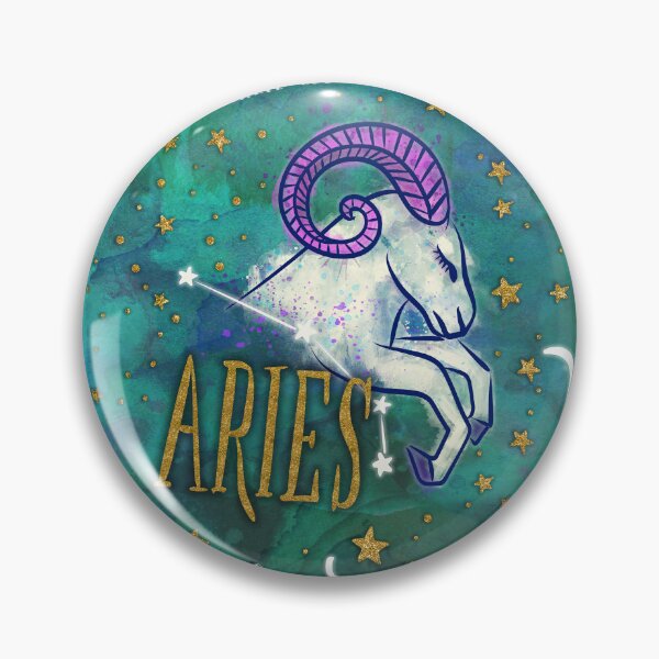 Item preview, Aries: March 21 - April 19. Aries Zodiac non directional print in alcohol ink and watercolor with simulated gold glitter accents. designed and sold by KariSmithDes.