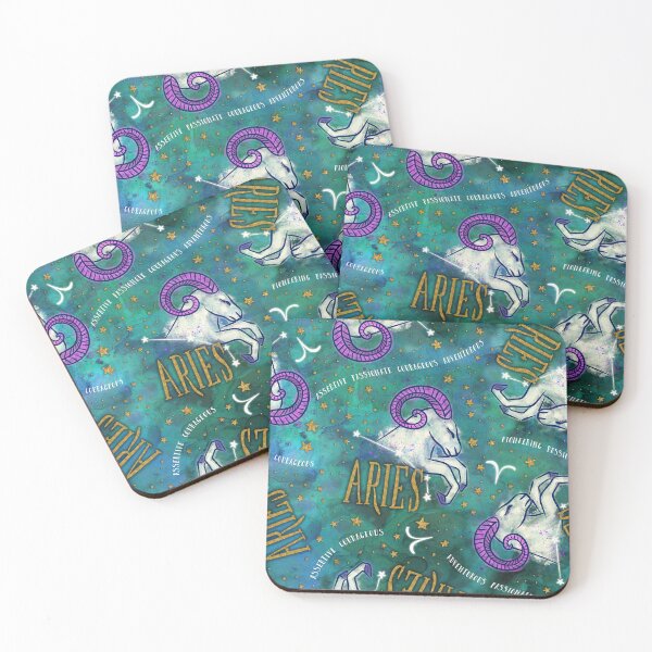 Item preview, Aries: March 21 - April 19. Aries Zodiac non directional print in alcohol ink and watercolor with simulated gold glitter accents. designed and sold by KariSmithDes.