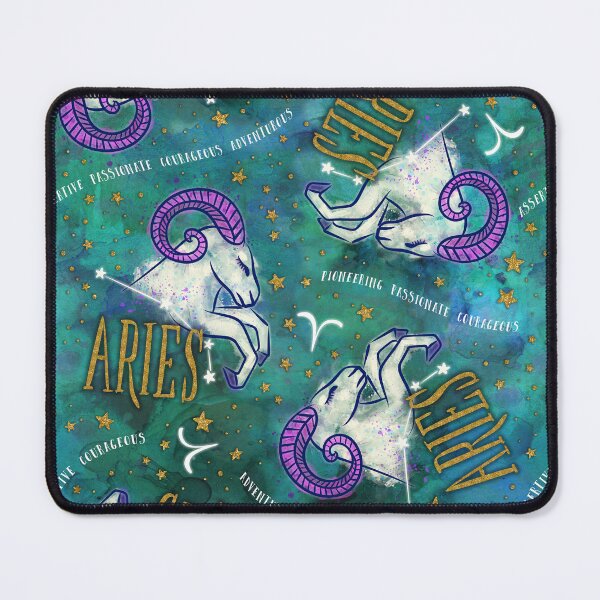 Item preview, Aries: March 21 - April 19. Aries Zodiac non directional print in alcohol ink and watercolor with simulated gold glitter accents. designed and sold by KariSmithDes.