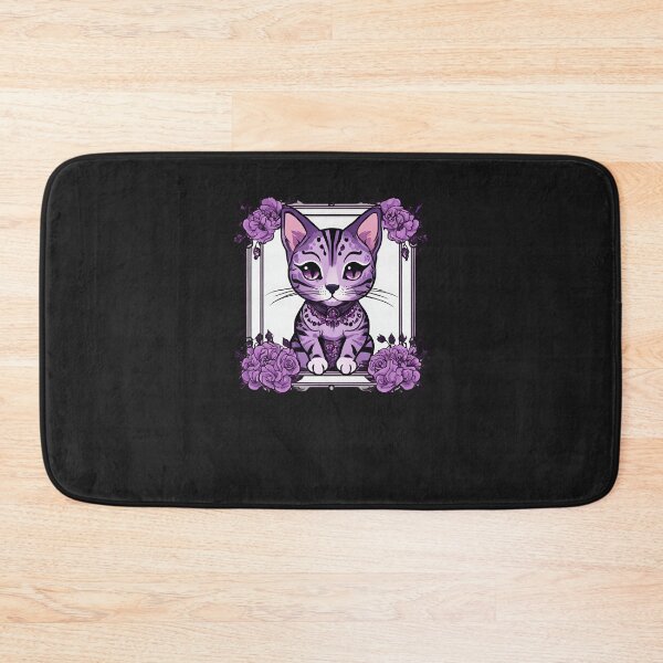 Item preview, Kawaii Goth Bengal kitten with Purple Flowers designed and sold by DeadWicked.
