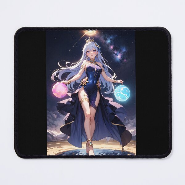 Item preview, Enchanting Anime Girl: Embracing the Cosmos with Long Midnight Blue Hair designed and sold by iloveanimechibi.