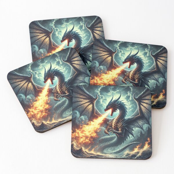 Aperçu de l'œuvre Dragon légendaire crachant du feu créée et vendue par RetroPop23.