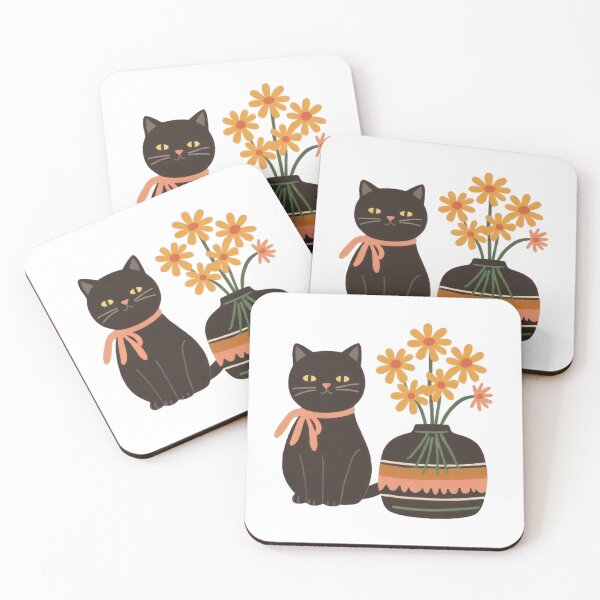 Item preview, Cute funny chubby kitty guarding a vase with autumn chrysanthemums. designed and sold by SaraSumi.